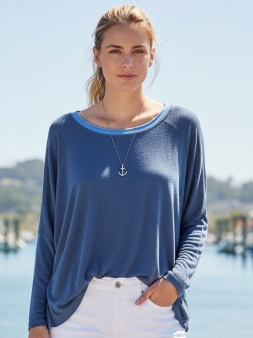 Made in Italy Oversized Blue Knit Top | One Size | Catherine Lillywhite’s